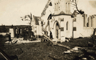The devastation of St John’s Church after the tornado
